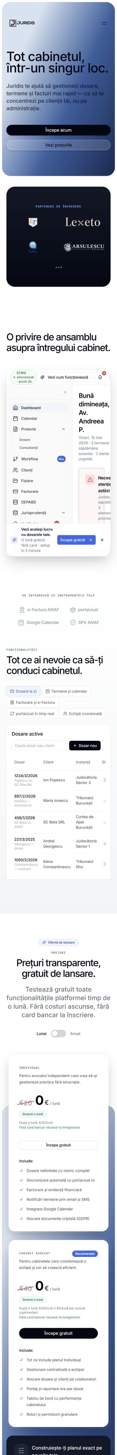 Captură din proiectul Juridis — versiunea mobilă